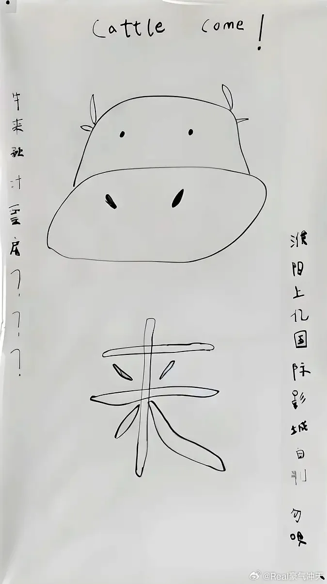 《牛来》各地影院的「自创海报」(微博图片)