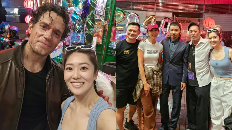 林沚羿晒与亨利卡菲尔合照 父亲林迪安任《Highlander》特技指导