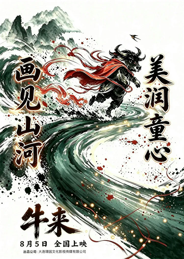 国产动画电影《牛来》,在2026年内地暑假电影档期造就一幕极度魔幻的影坛奇观,甚至可说是连AI都写不出来的超现实剧情!(电影《牛来》海报)