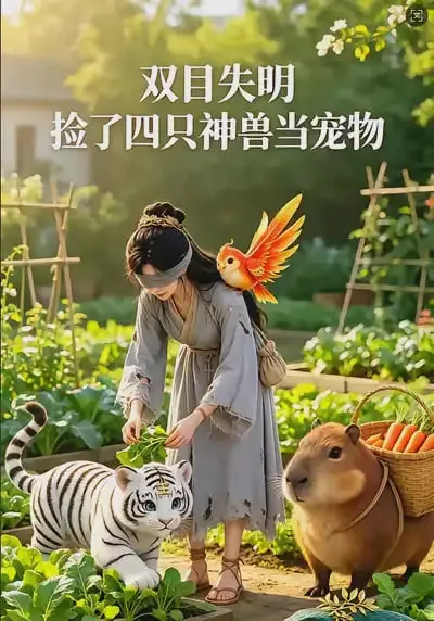 双目失明，捡了四只神兽当宠物